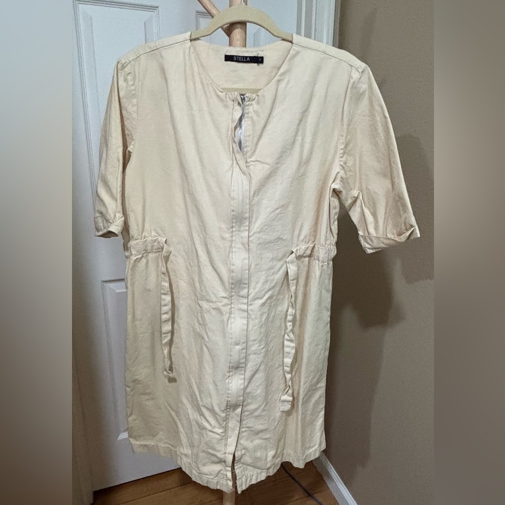 Stella Cream Blouse Dress with Silver Zipper